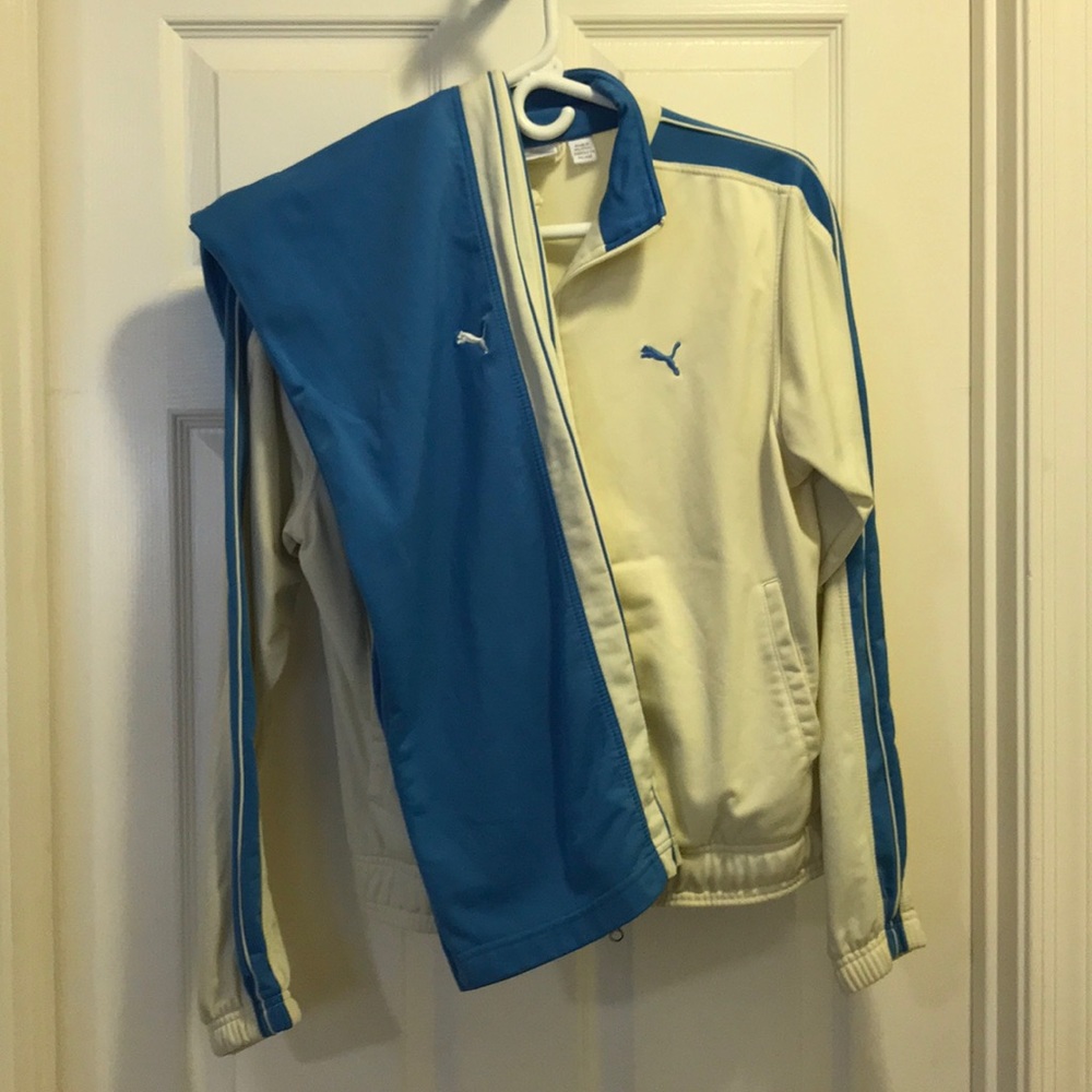 Cream and Blue Puma Track Suit